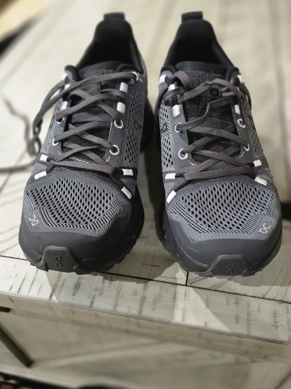 On Running Womens Charcoal Grey Mesh Athletic Sneakers